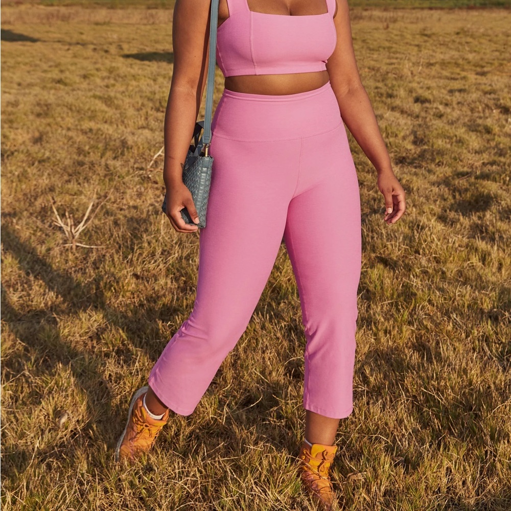 Beyond Yoga Space Dyed Retro Cropped Pants Pink Heather Medium High Rise NWT